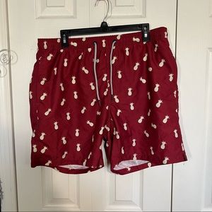 MaaMgic Shorts Board Swim Trunks Red Pineapple Prep Pants Size XL.